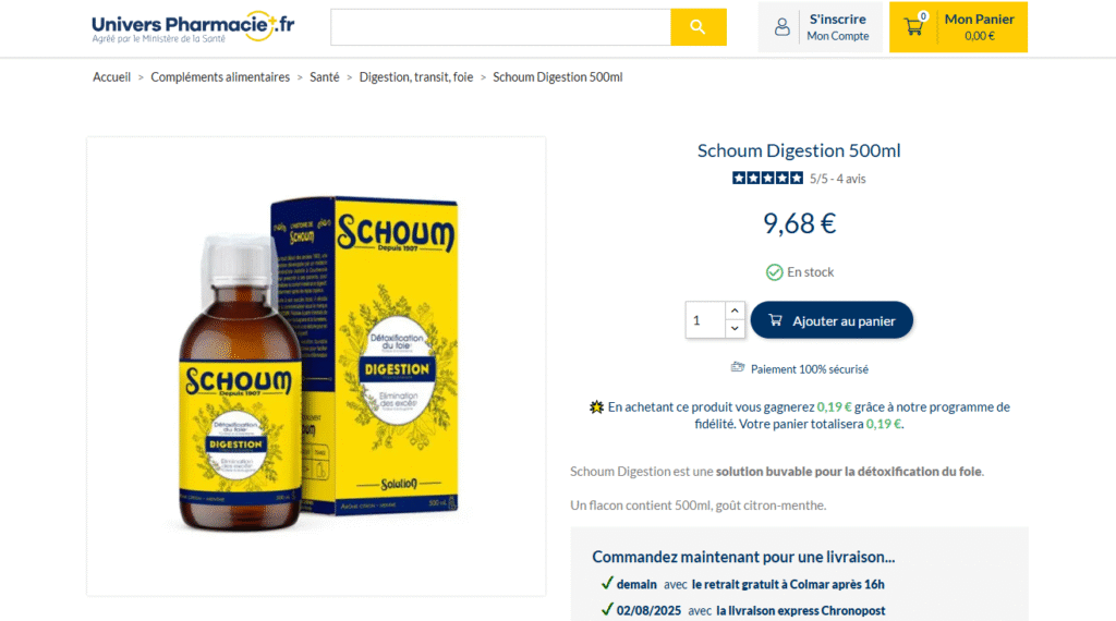 Où trouver la solution buvable Schoum ?
