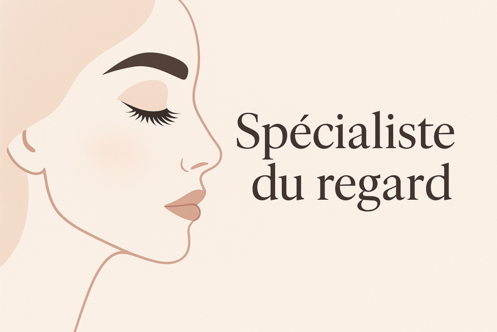 Illustration Beauté du regard avec sourcils dessinés et longs cils recourbés
