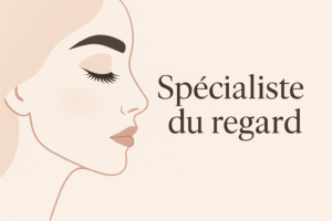 Illustration Beauté du regard avec sourcils dessinés et longs cils recourbés
