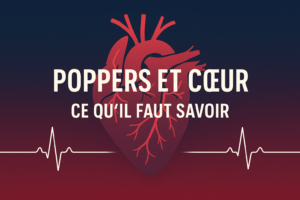 Illustration minimaliste sur les poppers et santé cardiovasculaire avec cœur stylisé