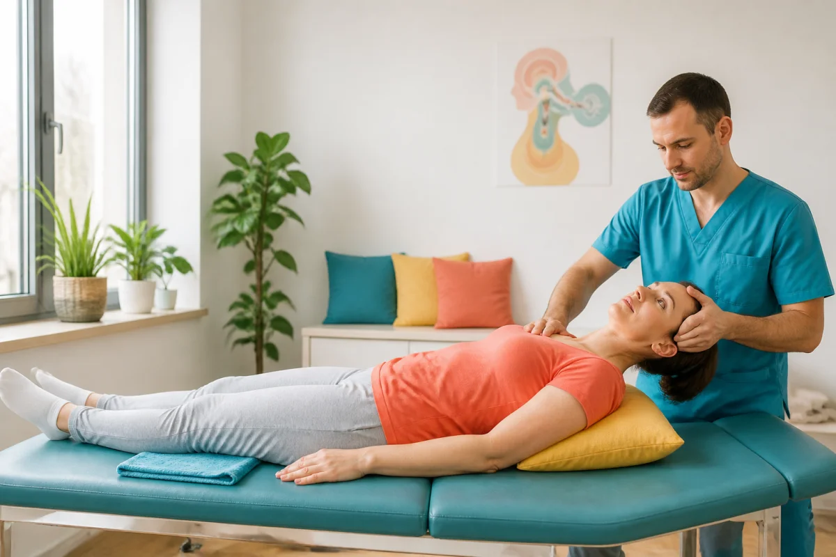 Manœuvre d’Epley guidée par un professionnel pour savoir quel exercice faire quand on a des vertiges