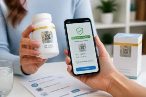 Vérification de l’authenticité d’un produit Biaxol avec smartphone, code QR et sceau anti-contrefaçon 天天中彩票是不是